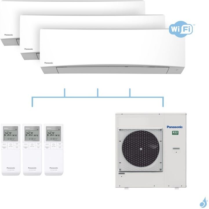 PANASONIC climatisation tri split mural ultra compact TZ gaz R32 WiFi CS-TZ60WKEW x3 + CU-5Z90TBE 9kW A+++