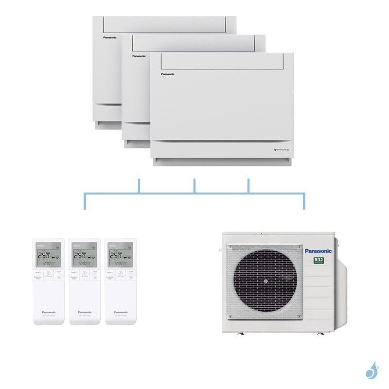 PANASONIC climatisation tri split console UFE gaz R32 CS-MZ20UFEA + Z25UFEAW + Z50UFEAW + CU-3Z68TBE 6,8kW A++