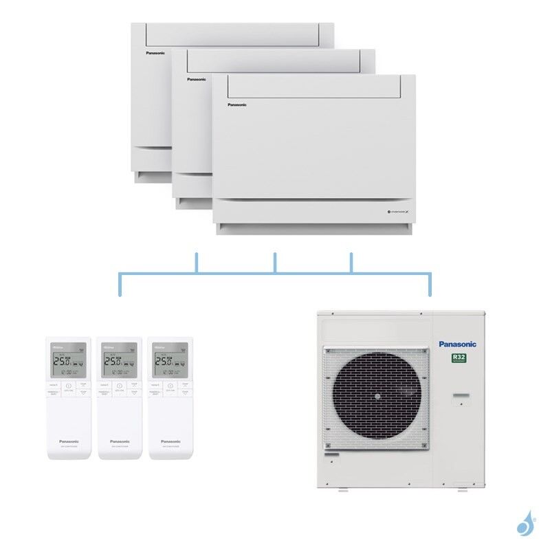 PANASONIC climatisation tri split console UFE gaz R32 CS-MZ20UFEA + Z25UFEAW + Z50UFEAW + CU-4Z80TBE 8kW A++