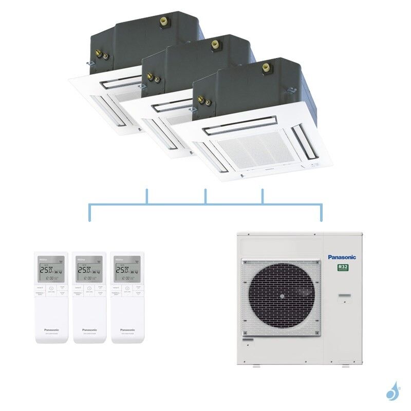 PANASONIC climatisation tri split cassette 60x60 UB4 gaz R32 CS-Z35UB4EAW x2 + CS-Z50UB4EAW + CU-4Z80TBE 8kW A++