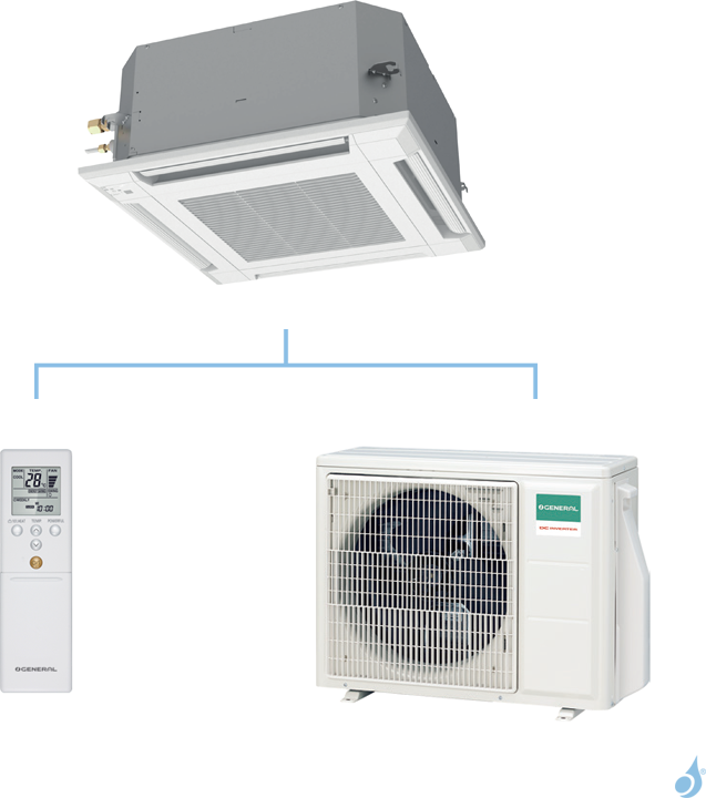 GENERAL climatisation mono split cassette 600 x 600 gaz R32 KVLA performance 6kW AUXG22KVLA + AOHG22KBTB A++