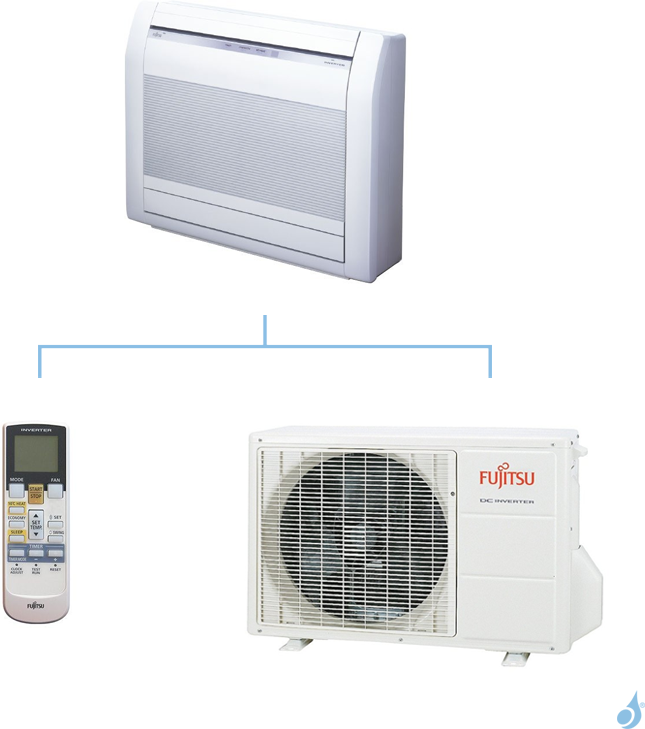 FUJITSU climatisation mono split gaz R410A console compacte 4,2kW AGYG14LVCA + AOYG14LVCA A++