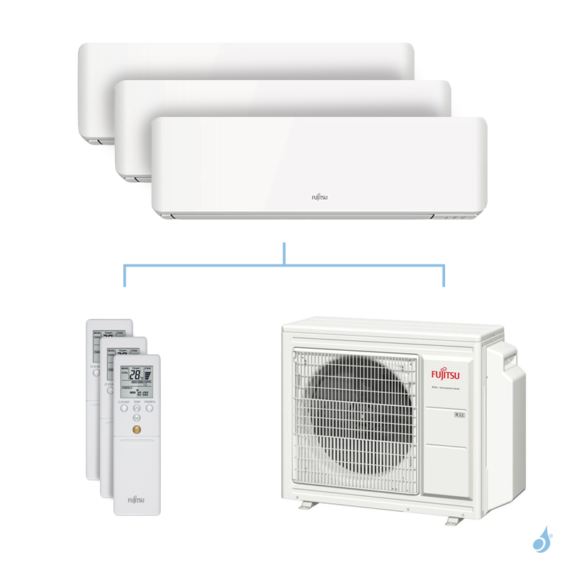 FUJITSU Climatisation tri-split FUJITSU KMCC 5.4kW taille 2 + 2.5 + 3.5 - ASYG07/09/12KMCC + AOYG18KBTA3