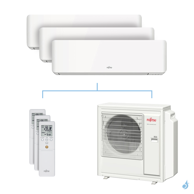 FUJITSU Climatisation tri-split FUJITSU KGTB 8kW taille 2 + 2 + 4 - ASYG07/07/14KGTB + AOYG30KBTA4