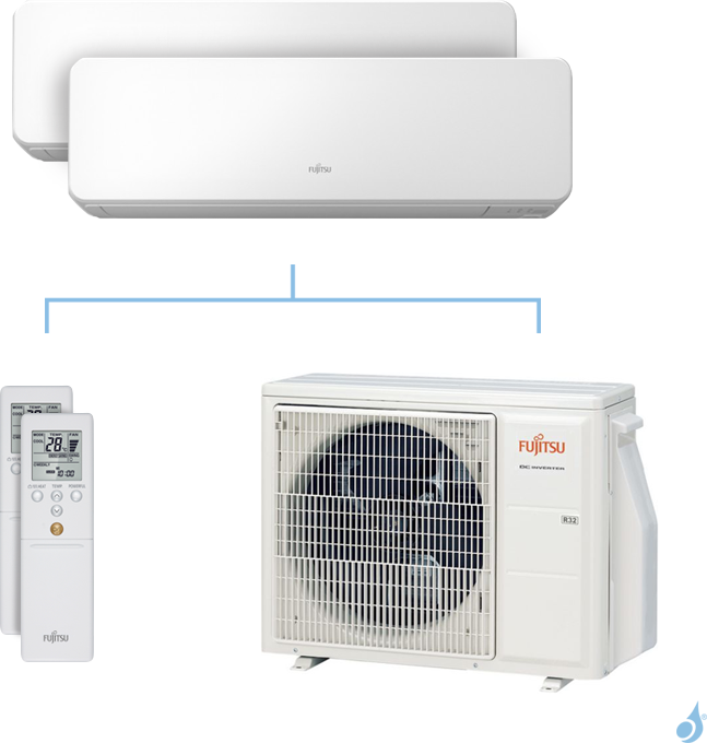 FUJITSU Climatisation bi-split FUJITSU KGTB 5kW taille 3.5 + 4 - ASYG12/14KGTB + AOYG18KBTA2