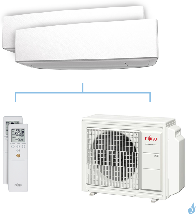 FUJITSU Climatisation bi-split FUJITSU KETA 5.4kW taille 2.5 + 2.5 - ASYG09/09KETA + AOYG18KBTA3