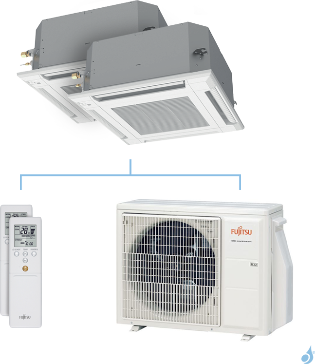 FUJITSU Climatisation bi-split FUJITSU cassette KVLA 5kW taille 3.5 + 3.5 - AUXG12/12KVLA + AOYG18KBTA2