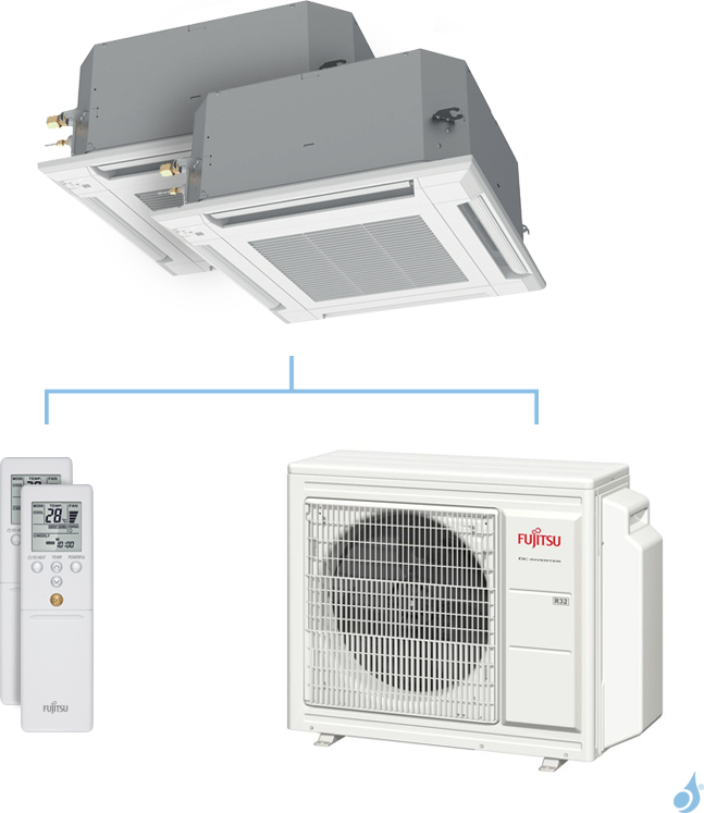 FUJITSU Climatisation bi-split FUJITSU cassette KVLA 5.4kW taille 2 + 3.5 - AUXG07/12KVLA + AOYG18KBTA3