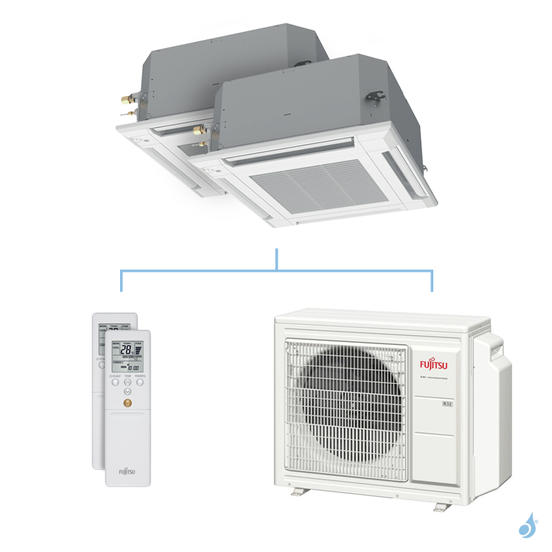 FUJITSU Climatisation bi-split FUJITSU cassette KVLA 6.8kW taille 2.5 + 5 - AUXG09/18KVLA + AOYG24KBTA3