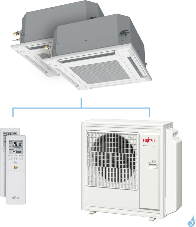 FUJITSU Climatisation bi-split FUJITSU cassette KVLA 8kW taille 2 + 6 - AUXG07/22KVLA + AOYG30KBTA4