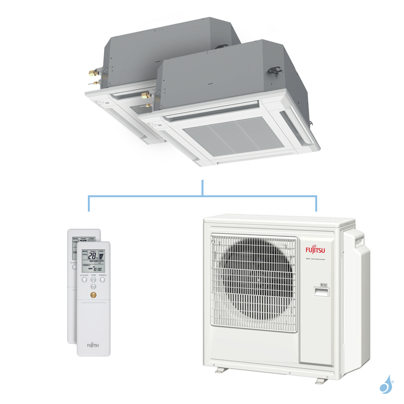 FUJITSU Climatisation bi-split FUJITSU cassette KVLA 8kW taille 2.5 + 6 - AUXG09/22KVLA + AOYG30KBTA4