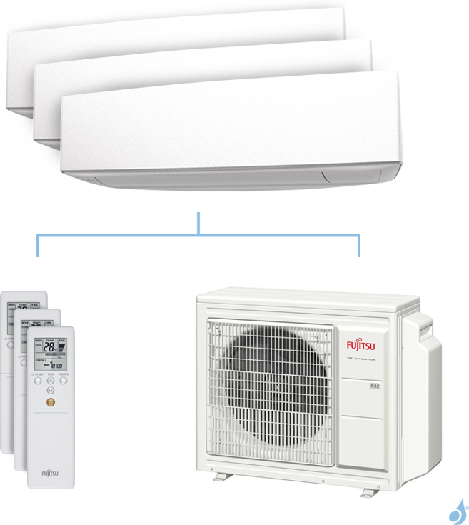 FUJITSU Climatisation tri-split FUJITSU KETA 5.4kW taille 2 + 2.5 + 4 - ASYG07/09/14KETA + AOYG18KBTA3