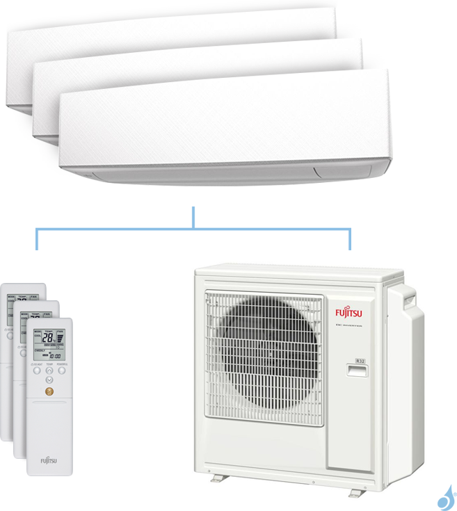 FUJITSU Climatisation tri-split FUJITSU KETA 8kW taille 2 + 4 + 4 - ASYG07/14/14KETA + AOYG30KBTA4