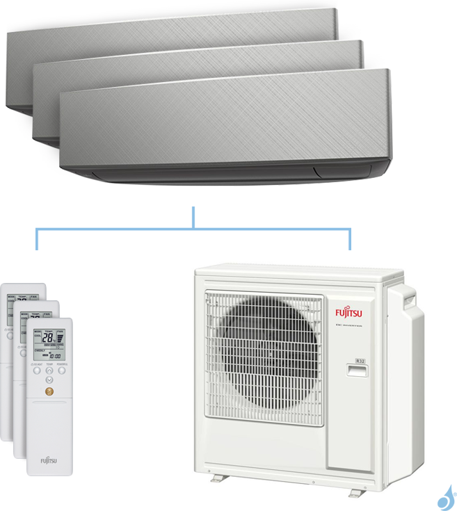 FUJITSU Climatisation tri-split FUJITSU KETA-B 8kW taille 3.5 + 4 + 4 - ASYG12/14/14KETA-B + AOYG30KBTA4