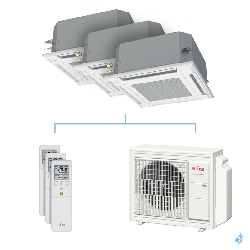 FUJITSU Climatisation tri-split FUJITSU cassette KVLA 5.4kW taille 2 + 2 + 4 - AUXG07/07/14KVLA + AOYG18KBTA3