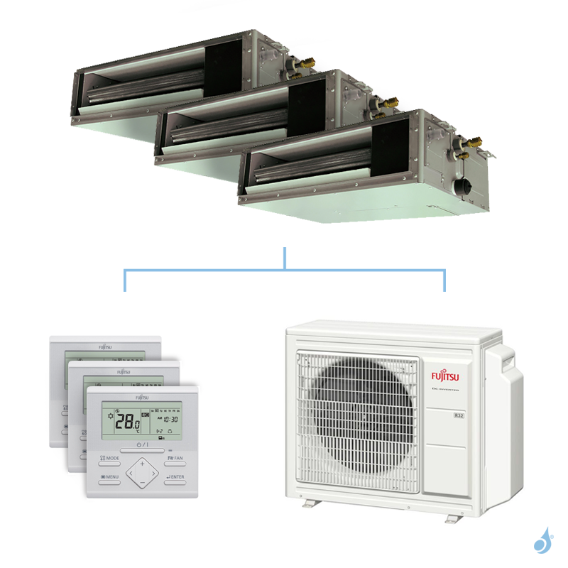 FUJITSU Climatisation tri-split FUJITSU gainable KSLAP 6.8kW taille 2 + 3.5 + 4 - ARXG07/12/14KSLAP + AOYG24KBTA3