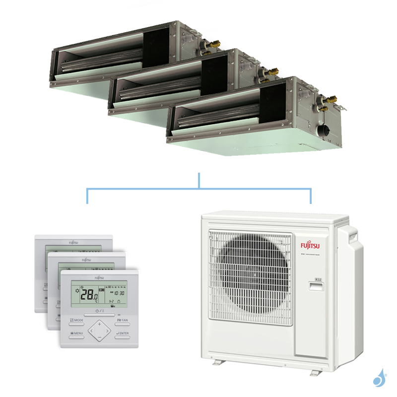 FUJITSU Climatisation tri-split FUJITSU gainable KSLAP 8kW taille 2 + 2 + 4 - ARXG07/07/14KSLAP + AOYG30KBTA4