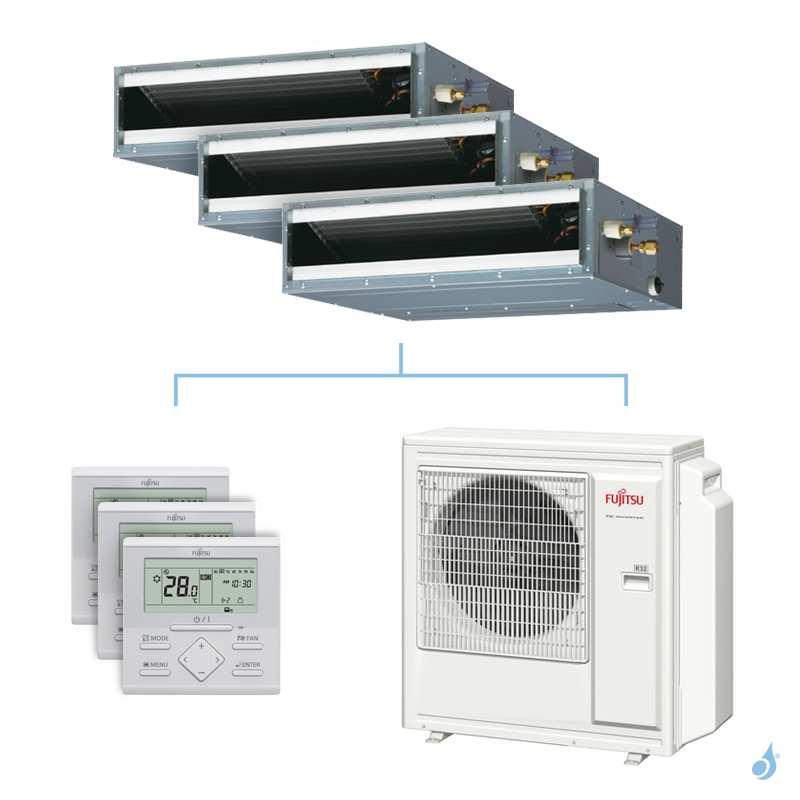 FUJITSU Climatisation tri-split FUJITSU gainable KLLAP 8kW taille 2 + 2 + 3.5 - ARXG07/07/12KLLAP + AOYG30KBTA4