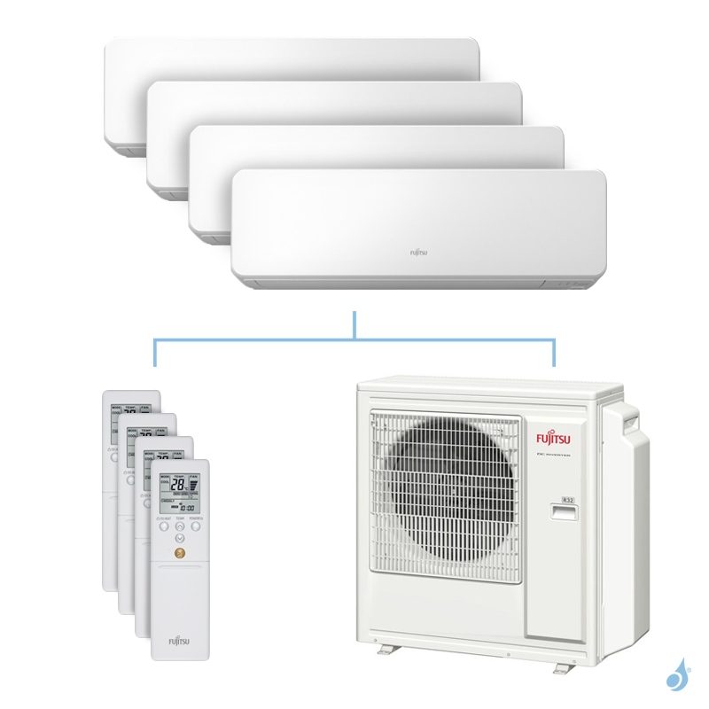 FUJITSU Climatisation quadri-split FUJITSU KMCC 8kW taille 2 + 3.5 + 4 + 4 - ASYG07/12/14/14KMCC + AOYG30KBTA4