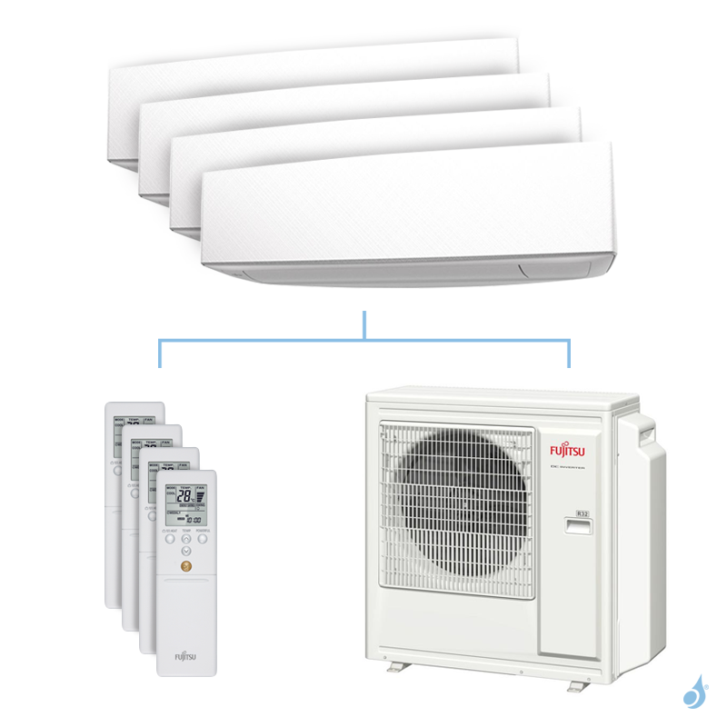 FUJITSU Climatisation quadri-split FUJITSU KETA 8kW taille 2.5 + 2.5 + 4 + 4 - ASYG09/09/14/14KETA + AOYG30KBTA4