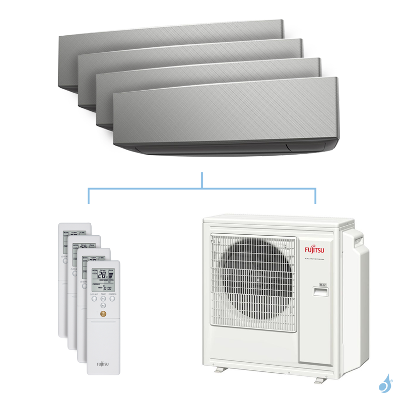 FUJITSU Climatisation quadri-split FUJITSU KETA-B 8kW taille 2 + 2 + 3.5 + 4 - ASYG07/07/12/14KETA-B + AOYG30KBTA4