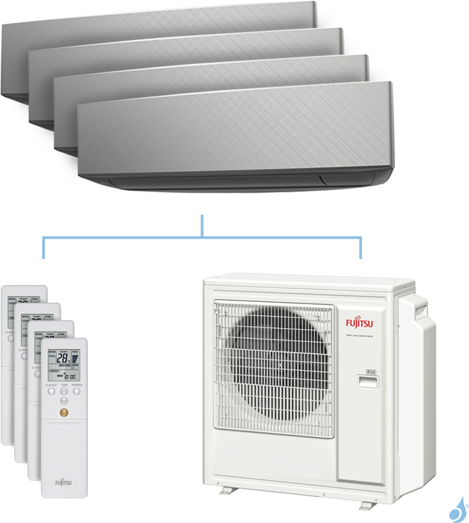 FUJITSU Climatisation quadri-split FUJITSU KETA-B 8kW taille 2 + 2 + 4 + 4 - ASYG07/07/14/14KETA-B + AOYG30KBTA4