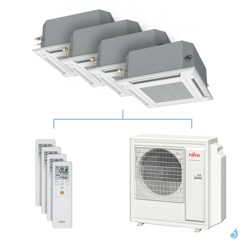 FUJITSU Climatisation quadri-split FUJITSU cassette KVLA 9.5kW taille 2.5 + 2.5 + 3.5 + 3.5 - AUXG09/09/12/12KVLA + AOYG36KBTA5