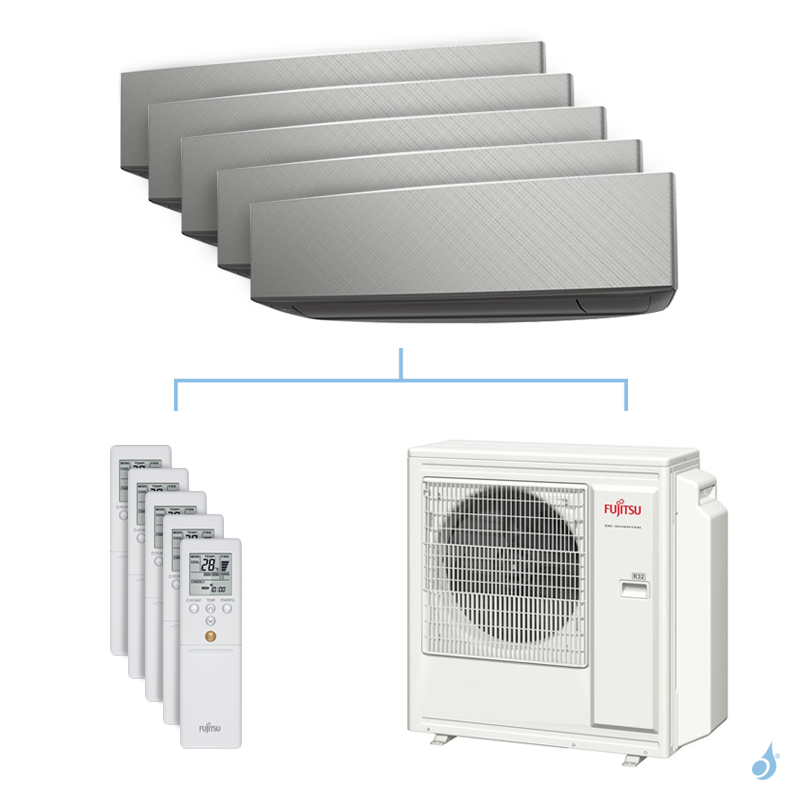 FUJITSU Climatisation penta-split FUJITSU KETA-B 9.5kW taille 2 + 2 + 3.5 + 4 + 4 - ASYG07/07/12/14/14KETA-B + AOYG36KBTA5