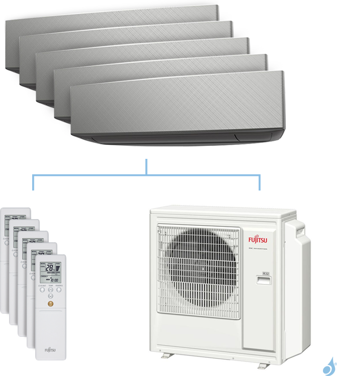 FUJITSU Climatisation penta-split FUJITSU KETA-B 9.5kW taille 2 + 2.5 + 2.5 + 4 + 4 - ASYG07/09/09/14/14KETA-B + AOYG36KBTA5