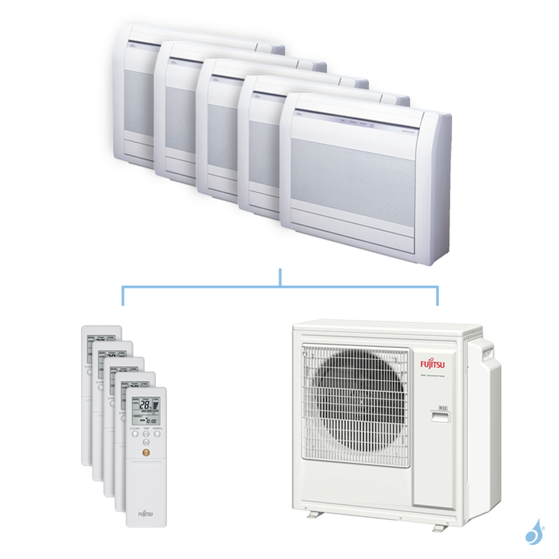 FUJITSU Climatisation penta-split FUJITSU Console KVCA 9.5kW taille 2.5 + 2.5 + 2.5 + 2.5 + 3.5 - AGYG09/09/09/09/12KVCA + AOYG36KBTA5