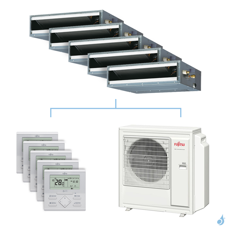 FUJITSU Climatisation penta-split FUJITSU gainable KLLAP 9.5kW taille 2 + 2 + 2 + 3.5 + 5 - ARXG07/07/07/12/18KLLAP + AOYG36KBTA5