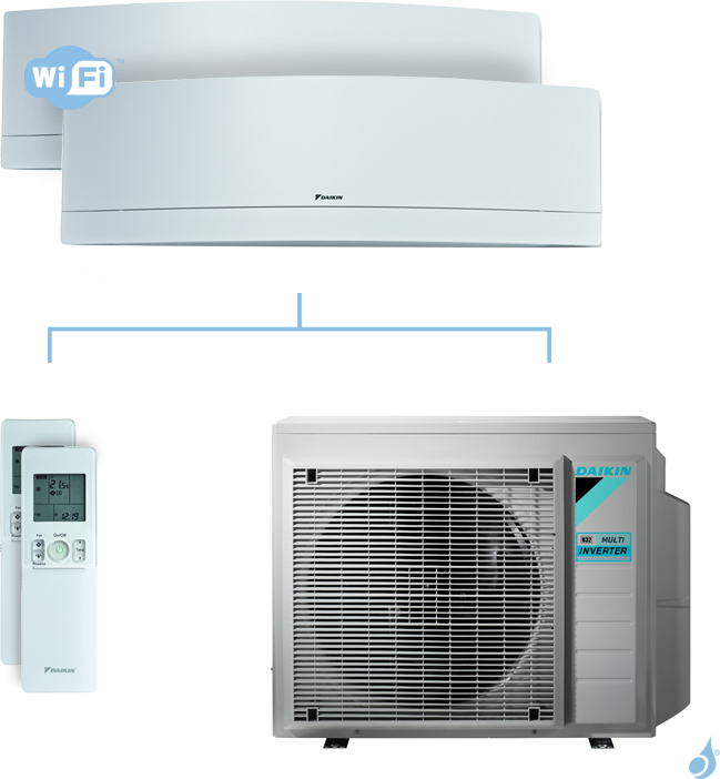 Daikin Climatisation bi-split DAIKIN Emura blanc FTXJ-MW 8.5kW taille 2 + 2.5 - FTXJ20MW + FTXJ25MW + 5MXM90N