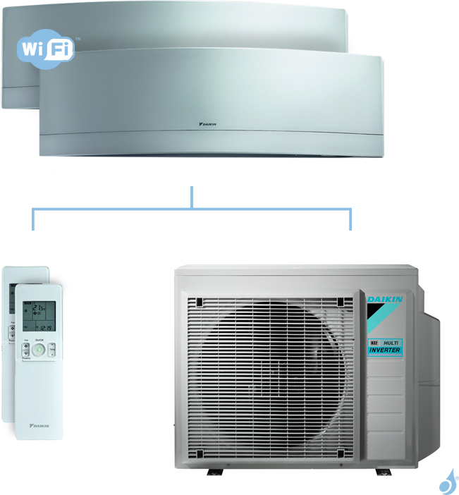 Daikin Climatisation bi-split DAIKIN Emura argent FTXJ-MS 6kW taille 2.5 + 5 - FTXJ25MS + FTXJ50MS + 3MXM68N