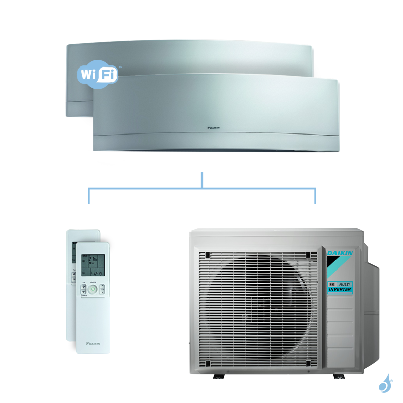 Daikin Climatisation bi-split DAIKIN Emura argent FTXJ-MS 6.8kW taille 2 + 2 - FTXJ20MS + FTXJ20MS + 4MXM68N