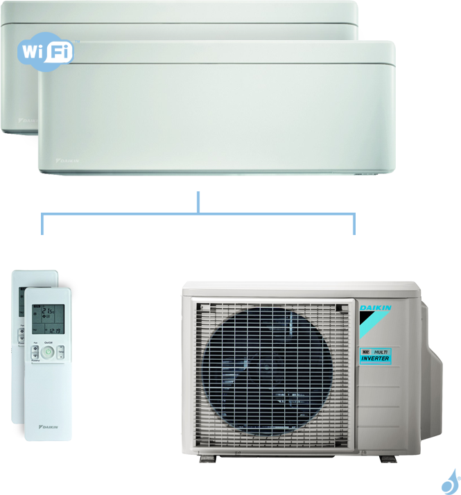 Daikin Climatisation bi-split DAIKIN Stylish blanc FTXA-AW 4kW taille 2 + 2.5 - FTXA20AW + FTXA25AW + 2MXM40N