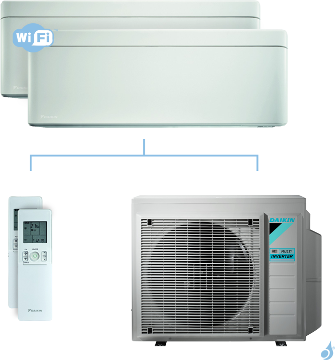 Daikin Climatisation bi-split DAIKIN Stylish blanc FTXA-AW 4kW taille 1.5 + 3.5 - CTXA15AW + FTXA35AW + 3MXM40N