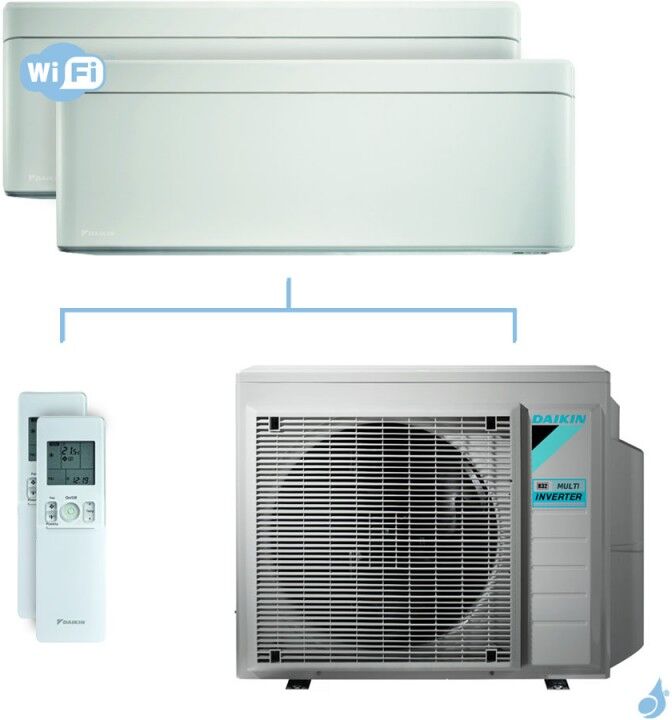 Daikin Climatisation bi-split DAIKIN Stylish blanc FTXA-AW 6.8kW taille 1.5 + 2 - CTXA15AW + FTXA20AW + 4MXM68N