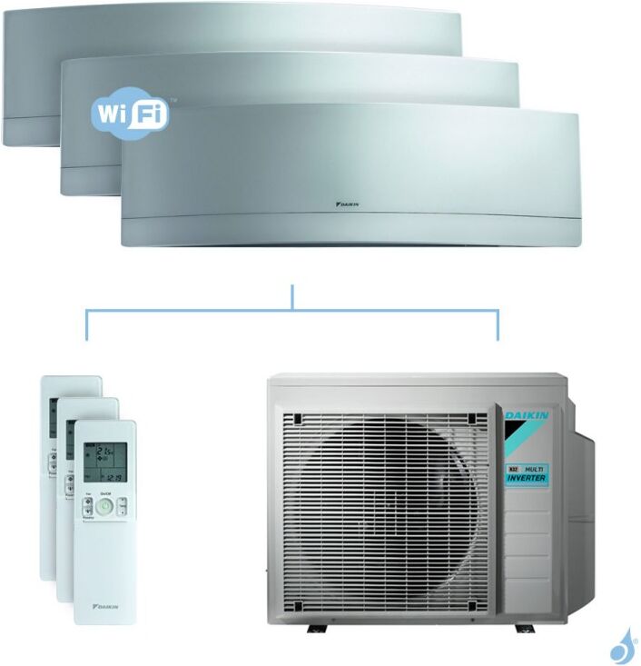 Daikin Climatisation tri-split DAIKIN Emura argent FTXJ-MS 5.2kW taille 2 + 2.5 + 3.5 - FTXJ20/25/35MS + 3MXM52N