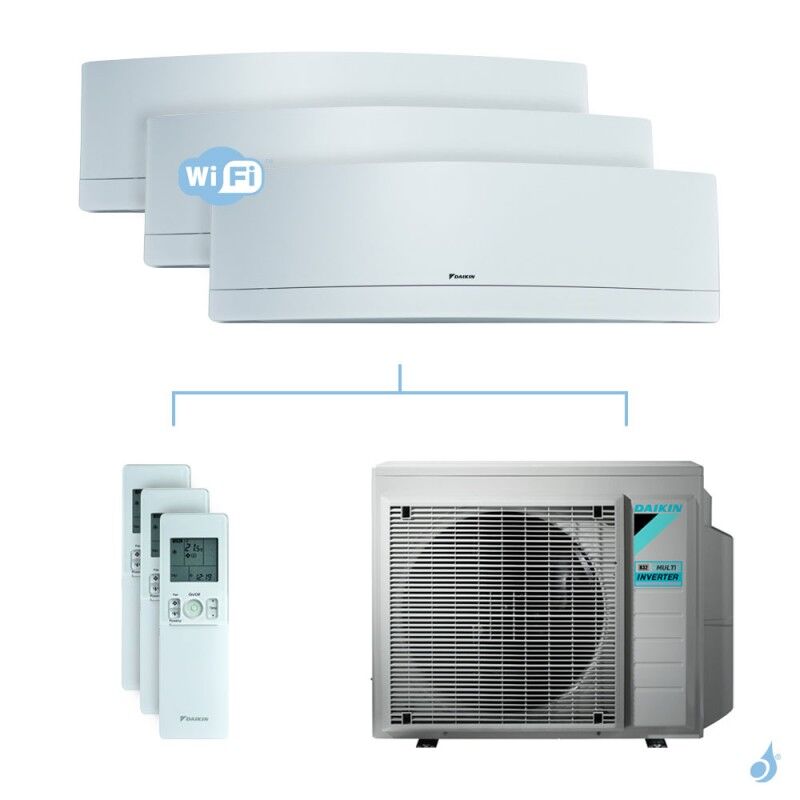 Daikin Climatisation tri-split DAIKIN Emura blanc FTXJ-MW 7.4kW taille 2 + 2 + 2.5 - FTXJ20/20/25MW + 4MXM80N