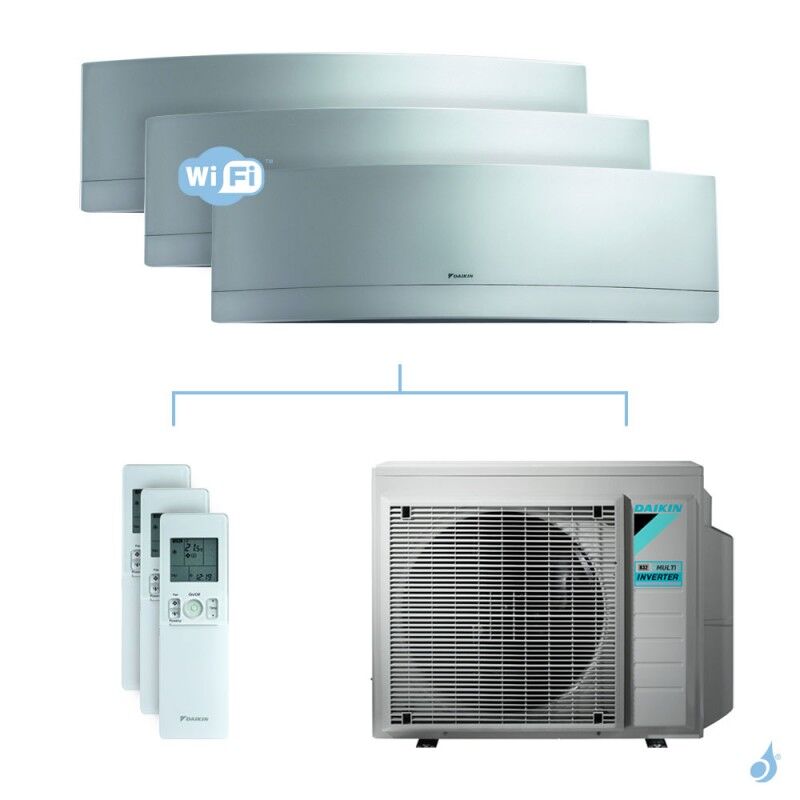 Daikin Climatisation tri-split DAIKIN Emura argent FTXJ-MS 6.8kW taille 2.5 + 2.5 + 2.5 - FTXJ25/25/25MS + 4MXM68N