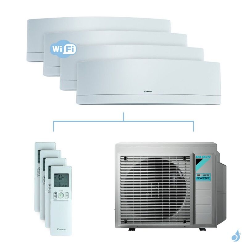 Daikin Climatisation quadri-split DAIKIN Emura blanc FTXJ-MW 6.8kW taille 2.5 + 2.5 + 2.5 + 3.5 - FTXJ25/25/25/35MW + 4MXM68N