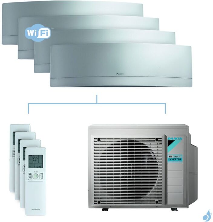 Daikin Climatisation quadri-split DAIKIN Emura argent FTXJ-MS 6.8kW taille 2 + 2 + 2 + 5 - FTXJ20/20/20/50MS + 4MXM68N