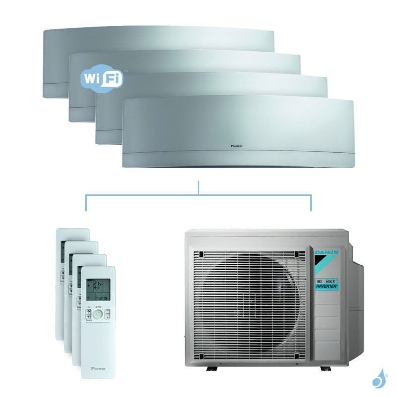 Daikin Climatisation quadri-split DAIKIN Emura argent FTXJ-MS 7.4kW taille 2 + 2 + 3.5 + 5 - FTXJ20/20/35/50MS + 4MXM80N