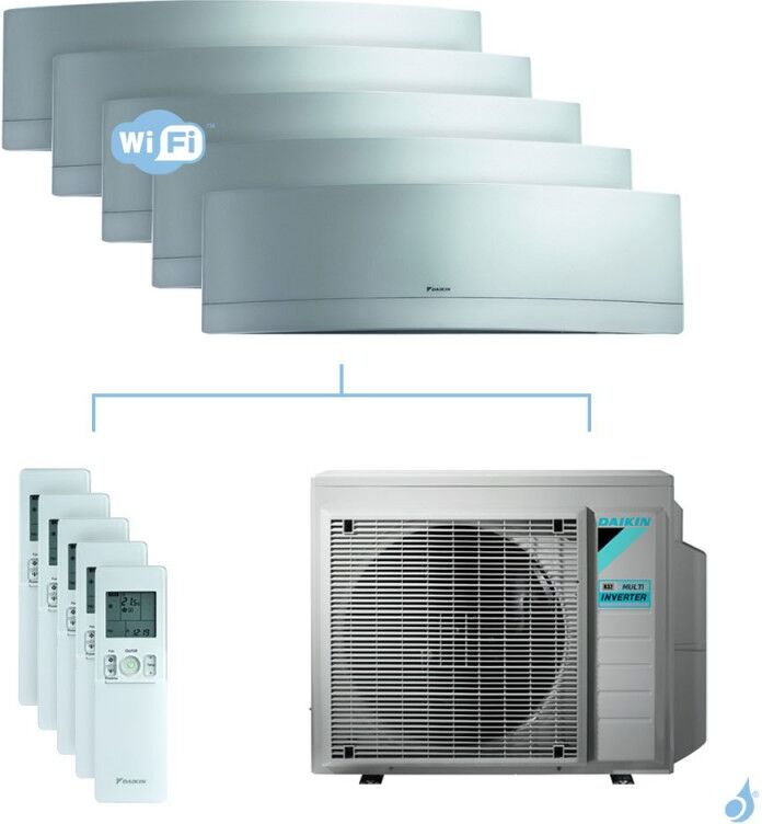 Daikin Climatisation penta-split DAIKIN Emura argent FTXJ-MS 8.5kW taille 2 + 2 + 2 + 2 + 5 - FTXJ20/20/20/20/50MS + 5MXM90N