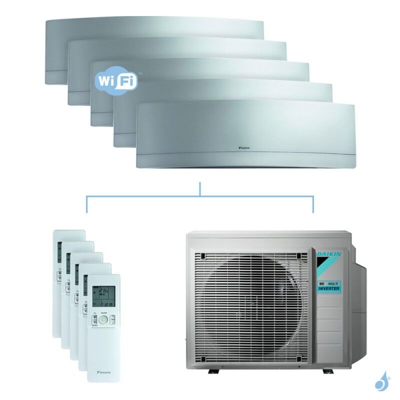 Daikin Climatisation penta-split DAIKIN Emura argent FTXJ-MS 8.5kW taille 2 + 2 + 2.5 + 3.5 + 5 - FTXJ20/20/25/35/50MS + 5MXM90N