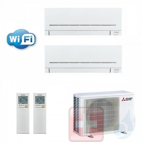 Mitsubishi Duo Split 7+15 Klimageräte MSZ-AP20VG MSZ-AP42VGK MXZ-2F53VF Weiß Plus A+++ A++ WiFi 2.0+4.2 kW R-32 7000+15000 Btu