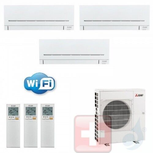 Mitsubishi Trio Split 7+9+15 Weiß MXZ-3F54VF Klimageräte Plus MSZ-AP-VGK WiFi R-32 A++ A+ 2.0+2.5+4.2 kW 7000+9000+15000 Btu