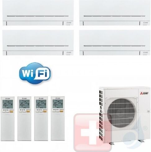 Mitsubishi Klimageräte Quadri Split Plus Weiß 7+7+9+12 MXZ-4F72VF WiFi R-32 A+++ A+ MSZ-AP-VGK 2.0+2.0+2.5+3.5 kW