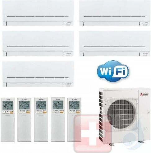 Mitsubishi Klimageräte Penta Split MXZ-5F102VF Plus Weiß 9+9+9+9+12 MSZ-AP-VGK WiFi R-32 A++ A+ 2.5+2.5+2.5+2.5+3.5 kW