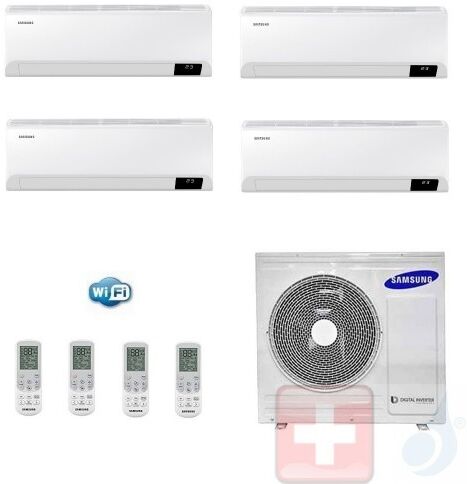 Samsung Quadri Split 7+9+9+12 AJ080TXJ4KG/EU Cebu Wi-Fi Klimageräte R-32 WiFi A++ A+ Stimmenkontrolle 2.0+2.5+2.5+3.5 kW